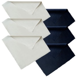 YOFASEN Microfibre Cleaning Cloths 15 x 18 cm Glasses Anti-Fog Cloth for Camera, Mobile Phones, Lens, Glasses, Display, Navy/Grey, Pack of 6