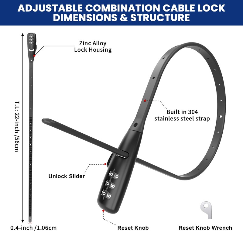 WARLION Zip Tie Lock - 3-Digit Adjustable Cable Lock, for