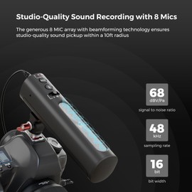 NearStream Shotgun Microphone for Camera with Cold Shoe Mount, USB Condenser Microphone for DSLR, PC, Podcast Mic with 8 Mic Array/12H Battery/3 Polar Pattern/Volume Control/Monitoring (AM10B)