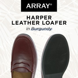 ARRAY Women's Harper Leather Slip-On Leather Loafer, 10 W (Wide), Burgundy