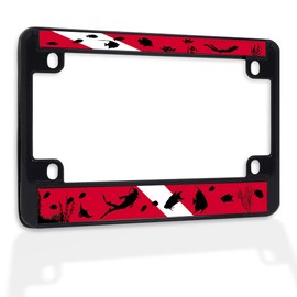 Fastasticdeals Metal Insert Bike License Plate Frame Scuba Diving Weatherproof Motorcycle Accessories Black 4 Holes Solid Insert