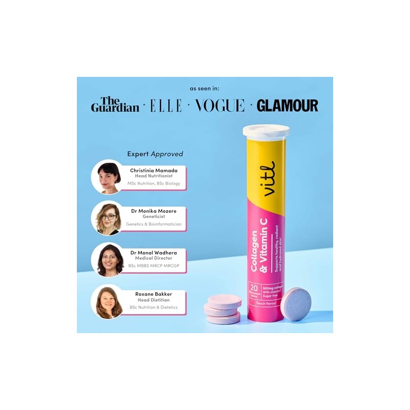 Vitl Collagen & Vitamin C Effervescent Tablets | Nutritional Support