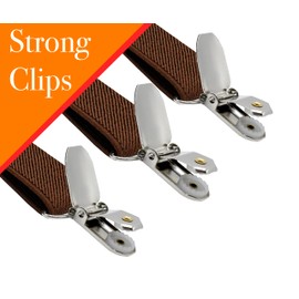trilece Brown Suspenders for Men - Adjustable Size Elastic 1 inch Wide Y Shape Womens Suspenders - Heavy Duty Clips - 1920s Costume (Brown, 1)