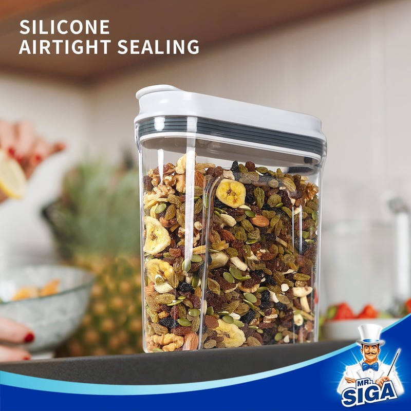 MR.SIGA Airtight Cereal Dispenser Set, Storage Containers for Dry Goods,