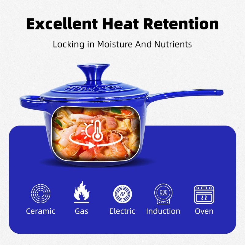 1.75QT Best-selling Household Cast Iron Enamel Pots Ceramic Non-stick Pans