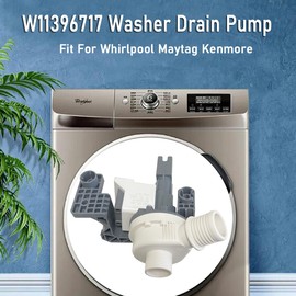 W11396717 Washer Drain Pump Assembly Replacement for Whirlpool Maytag Kenmore Washing Machine 4960510 W11263349 AP6974116 PS12731177 EAP12731177 WTW7120HW0 WTW8120HC0 WTW8120HW0 WTW8127LC1 WTW8127LW1