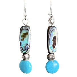 Silver, Turquoise and Abalone Shell Bead Earrings. Jewelry Earrings for Women #3298FE3940