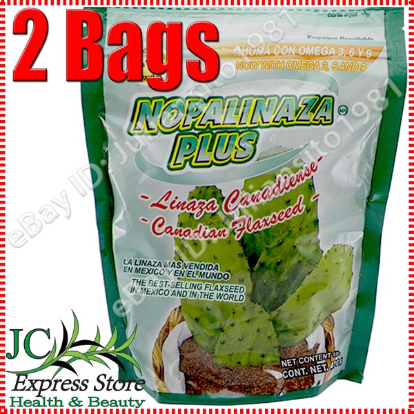 2 BAGS NOPALINAZA PLUS CANADIAN FLAXSEED NOW WITH OMEGA 3 6 & 9 100% NATURAL