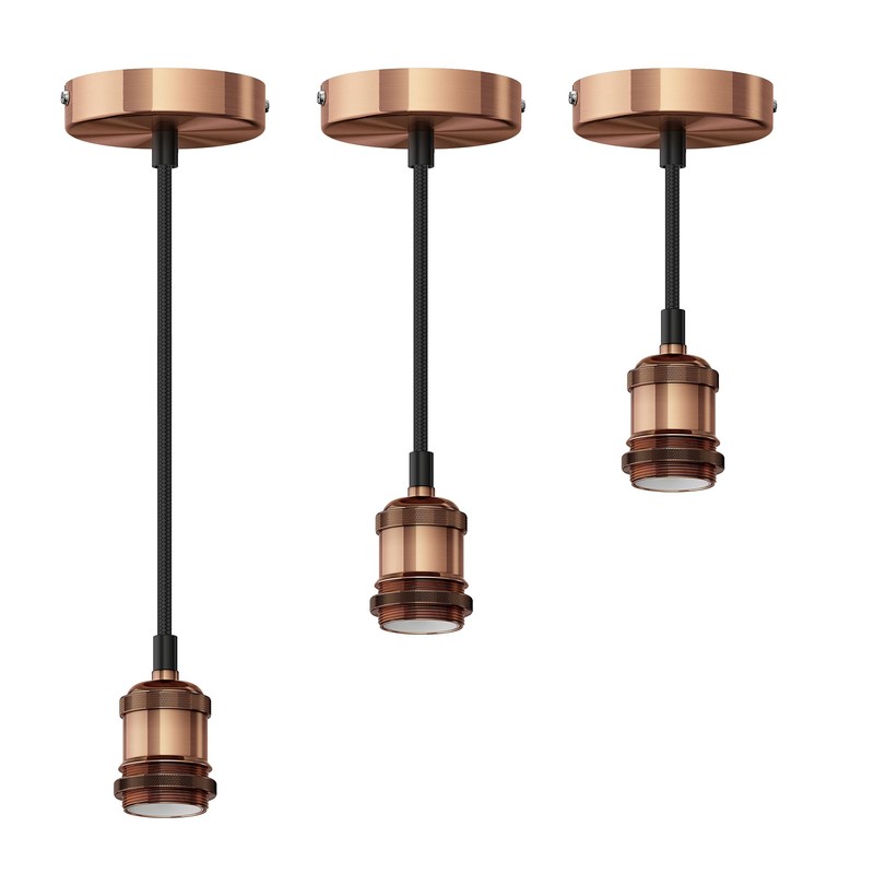 ledscom.de Vintage Retro Pendant Light, Bronze, E27 Socket, Cage Shade