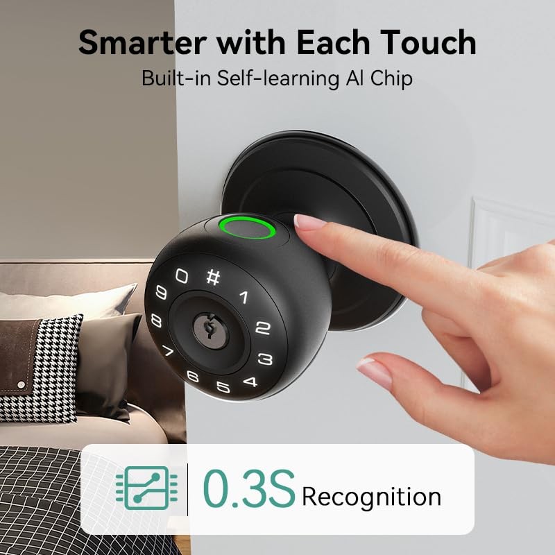 Fingerprint Door Lock,4 in 1 Smart Door Knob with Keypad