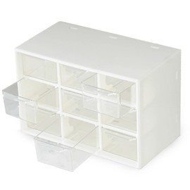 RUBRYKAZ Mini Plastic Drawer Organiser, Art Craft Organisers and Storage Used In Desk, Vanity in Home Or Office, 9 Removable Drawers for DIY Crafts, Art Supply, Office Supplies and Jewellery - White