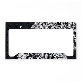 CafePress Black and White Decorative License Plate Holder Aluminum License Plate Frame, License Tag Holder