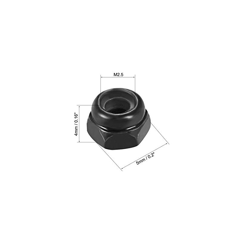 sourcing map Hex Lock Nuts - M2.5 x 0.45mm Carbon
