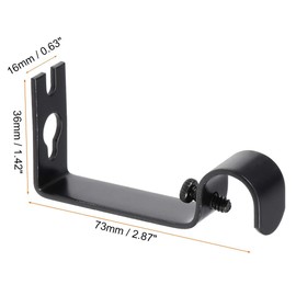 TA-VIGOR 2Pcs Curtain Pole Brackets, Heavy Duty Curtain Rod Wall Brackets Holder, Window Dressing Holder Ceiling Support for 16mm Drapery Rod, 73 x 36 x 16mm, Black