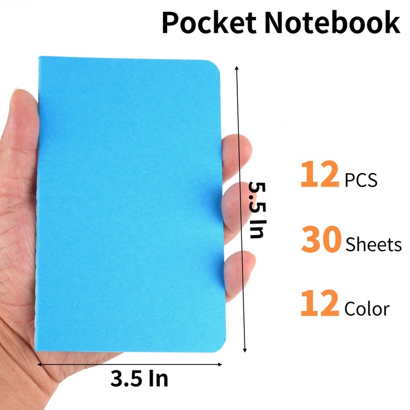 Hoiny 12 Pack Mini Pocket Notebook, 3.5 X 5.5 Inch