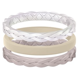 Egnaro Silicone Ring Women, Stackable Braided Rings for Women, Breathable Inner Arc Rubber Rings Women, Unique Design Silicone Wedding Bands Women