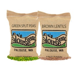 Pardina Lentils | Green Split Peas | 10 lbs | 100% Desiccant Free | Non-GMO Project Verified | 100% Non-Irradiated | Kosher | USA Grown | Field Traced | Burlap Bag | (5 Pound, Pack of 2)