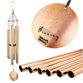 Nature’s Melody Aureole Tunes Wind Chimes – Outdoor Windchime with 6 Tubes Tuned to E Pentatonic Scale, 100% Rustproof Aluminum, Powder Finish & S Hook Hanger for Sympathy, Memorial Gift or Zen Garden