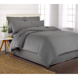 Pure Bamboo King Size Duvet Cover Set - 100% Organic Bamboo, Luxuriously Soft and Cooling - 3 Piece Set - 1 King Button Closure Duvet Cover with Ties, 2 Pillowcase Covers (King, Stone Grey)