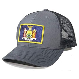 Homeland Tees Men's New York Flag Patch Trucker Hat - Charcoal/Black