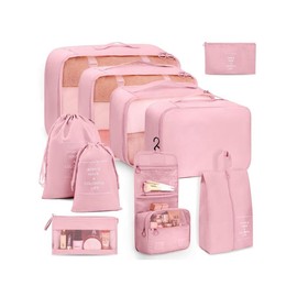 Portable Travel Storage Bag Set, Travel Essentials, Travel Organizer, Travel Cosmetic Storage Bag Set for Clothing & Shoes & Underwear, Perfect for Luggage and Suitcase Packing, Waterproof Pouch:_Baby Pink_Please Refer To The Pictures for Dimensions