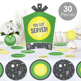Big Dot of Happiness You Got Served - Tennis - Baby Shower or Tennis Ball Birthday Party Decor and Confetti - Terrific Table Centerpiece Kit - Set of 30
