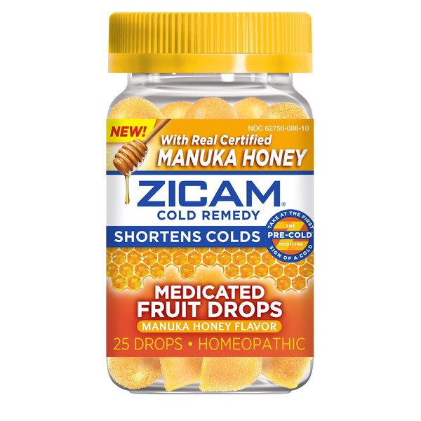 Zicam Cold Remedy Medicated Fruit Drops, Manuka Honey, 25 Count (Pack of 1)