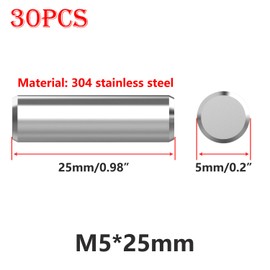 Qrity Pack of 30 Cylinder Pins, 304 Stainless Steel Pin Support, M5 x 25 mm Shelf Support, Shelf Supports Pins, Shelf Pins for Wood Products, Mechanical Engineering