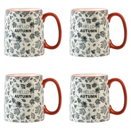 10 Strawberry Street Hello Autumn Bella Mug, Set of 4 - Blue