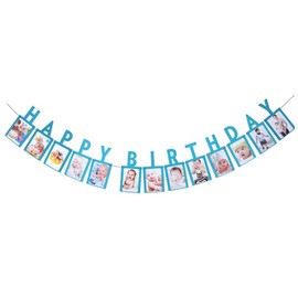 Happy Birthday Photo Garland, Happy Birthday Garland, Photo, Blue