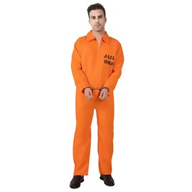 Esaleely - overol de prisión naranja para hombre, disfraz de prisionero de Halloween, traje de preso de cárcel para adultos, uniforme de cárcel para hombres (estilo A, L)