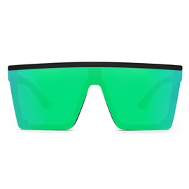 BINGKING Fashion AnsiZ87 Designer Safety Sunglasses for Men Women Large Flat Square Trendy Mirrored Side Shield (Blue mirror)