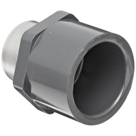 Spears 835-SR Series PVC Pipe Fitting, Adapter, Schedule 80, Gray, 1" Socket x 3/4" Stainless Steel NPT Female