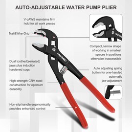 HAUTMEC 3PCS Tongue and Groove Joint Pliers Set,Auto-Adjusting Quick-Action Water Pump Pliers with Storage Tool Bag,Includes 7-inch,10-inch, and 12-inch HT0324-PL