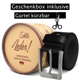 Cartvelli M24s-105 Men's Premium Leather Belt, Black, 105 cm, Made in Germany, with Gift Box, Genuine Leather, Men's Belt, Full Leather Denim Belt, Wide Leather Belt, 40 mm Suit Jeans, Chino Pants,