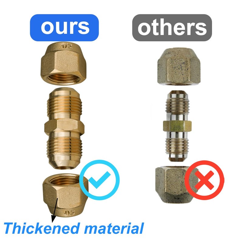 2 Pieces Air Conditioning Copper Pipe Extension Connectors Brass Flare