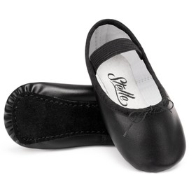 Stelle Ballet Shoes for Girls Toddler Dance Slippers PU Leather Boys Ballerina Shoes for Toddler/Little Kid/Big Kid/Women(Black,8MT)