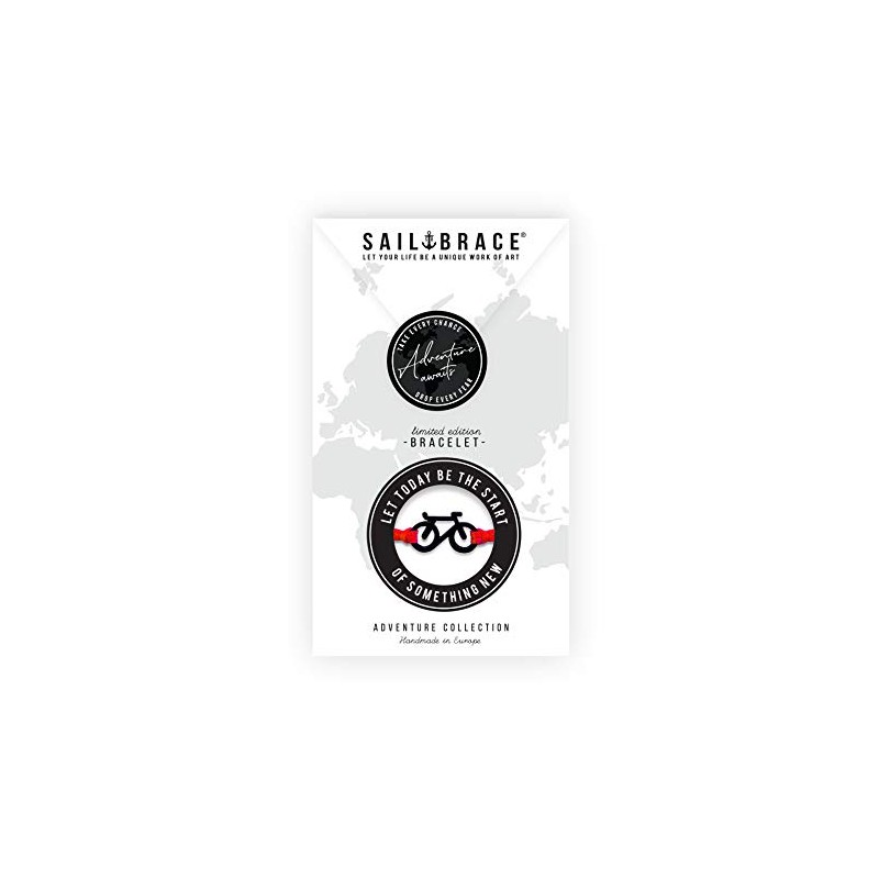 SAILBRACE La Roja Bracelet Red Bicycle Black, Zinc