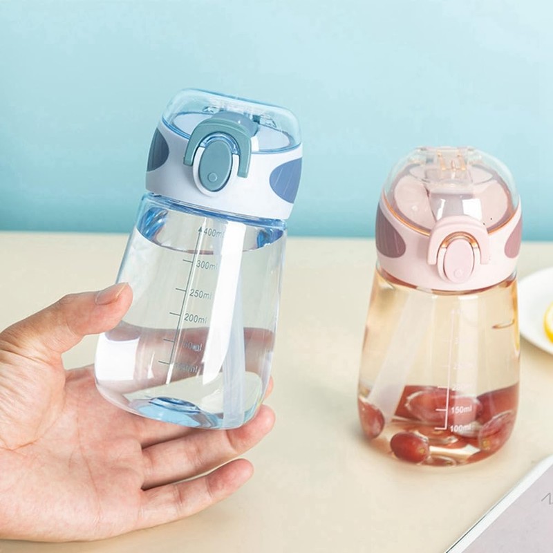 Peakloong 400Ml Water Bottle with Straw Drinking Bottle for Toddlers