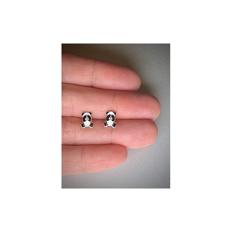 Cute Panda Bear Earrings 925 Sterling Silver