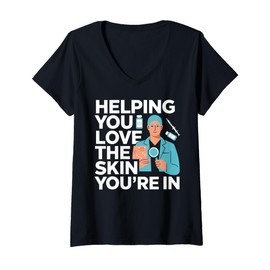 Womens Dermatologist Doctor Skin Dermatology Profession V-Neck T-Shirt