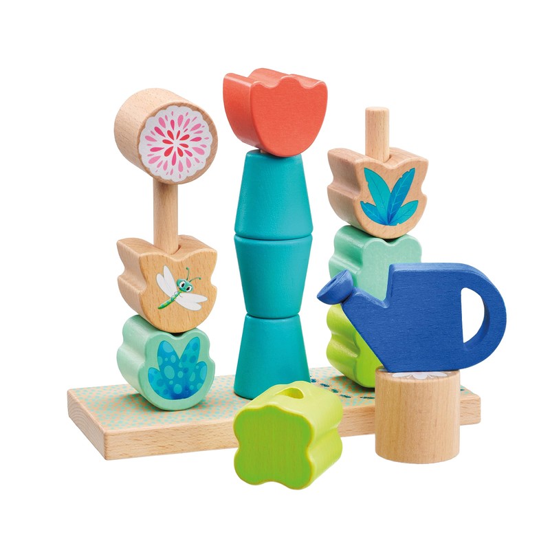 Selecta 62086 Tulips Garden 14 Pieces Wooden Pegboard Game Flowers