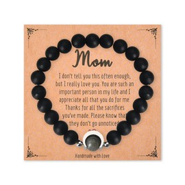 Mothers Day Gifts for Mom Bracelets for Women Mama Birthday Gifts for Mother in Law Wedding Gifts for Mom Beaded Bracelets for Mommy Mother's Day Gifts from Son Daughter Black Bracelet for Woman