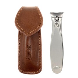 Shpitser Nail Clipper of Solingen Stainless Steel, German TopInox German Fingernails and Toenails Clipper, Nail Care for Men and Women in Genuine Leather Case (Dark Brown)