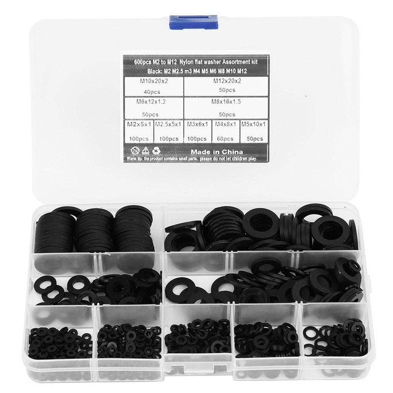 Nylon Washer Nylon Seal Black, M2-M12 Black Washer Assortment Set,