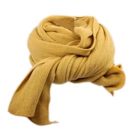 DEHANG Pure Color Women Soft Warm Cotton Blended Long Knitted Scarf - Mustard Yellow