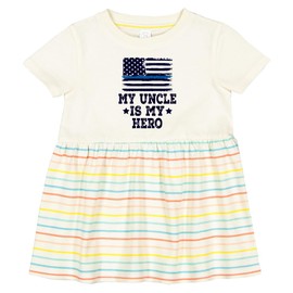 inktastic Police Officer Uncle is My Hero Infant Dress 24 Months Natural with Stripes 32601