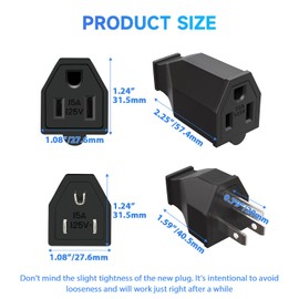 Tmyjfjingxi 2 Sets Extension Cord Repair Ends Male and Female 3 Prong Replacement Plug End Connector 125V 15A Straight Blade Electrical Plug YY034