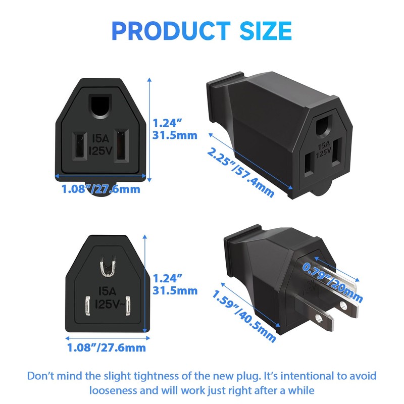 Tmyjfjingxi 2 Sets Extension Cord Repair Ends Male and Female