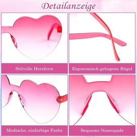 Elalove 10 Stück Herz Sonnenbrille Set, Bunte Herzbrillen ohne Rahmen, Partybrillen für Damen und Herren, Sonnenbrille Herzform für Festival, Hochzeit Deko, Sommer Gadgets & Party Zubehör